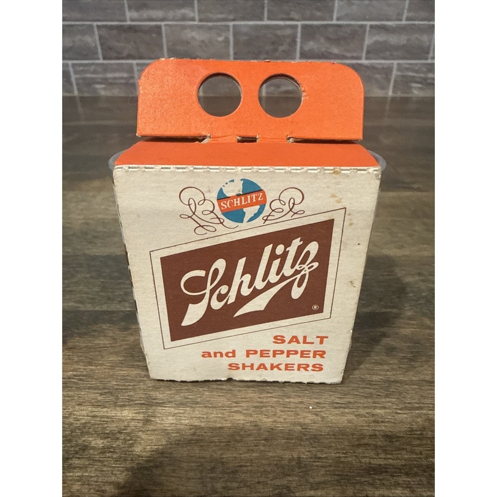 Vintage Schlitz Salt & Pepper Shakers in Original Box 1961 Advertising